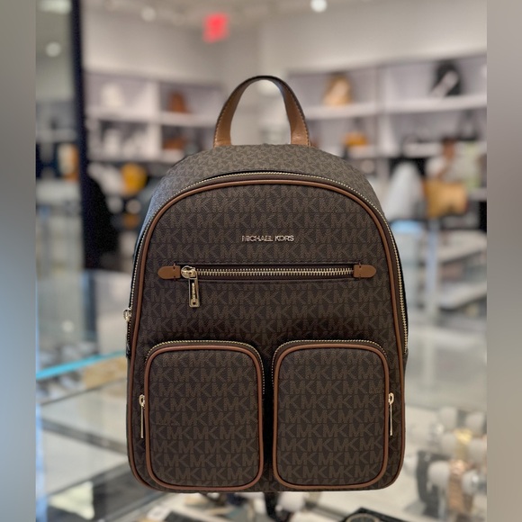 Michael Kors Jet Set Item Medium Backpack MK Brown - Picture 1 of 11